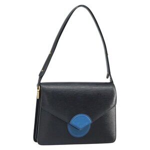 Authentic LOUIS VUITTON Epi Osh Shoulder Bag Black Blue M52445 LV